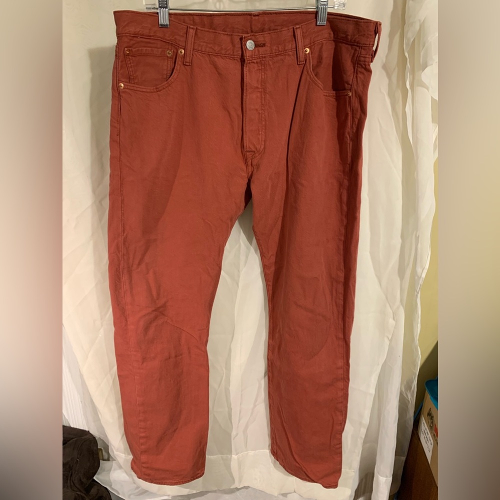 Levi’s 501 red Orange Jeans Vintage Straight Cut. Size 36/32